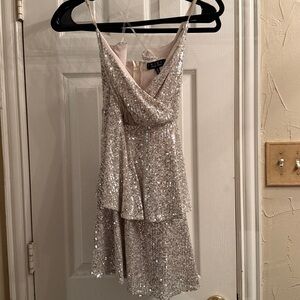 Trixxi Silver Sequin holiday Dress